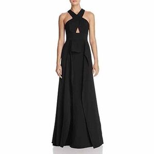 BCBGMAXAZRIA Black Bryleigh Cross Cut-Out Formal Dress